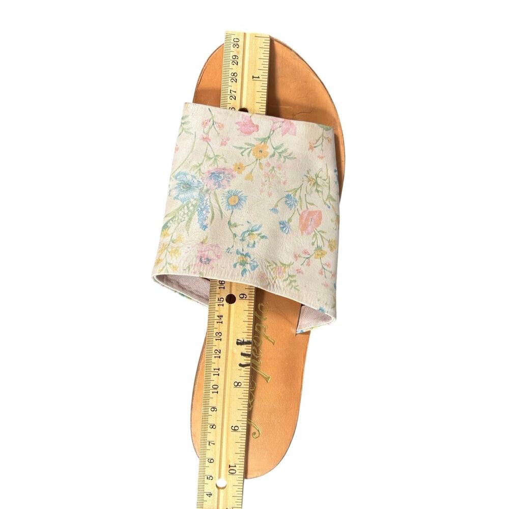 Free People Vicente Floral Leather Slide Sandals Size 39 US 9 Slides Flats Boho - Picture 8 of 8